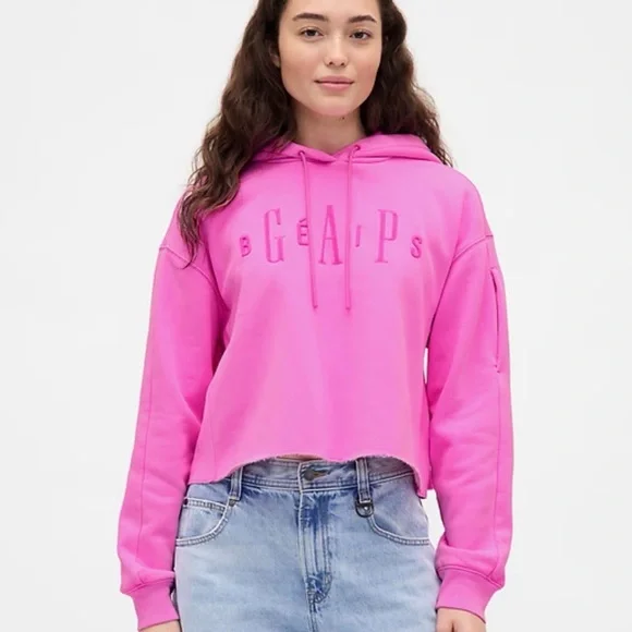 GAP Vibrant Pink Women's Cropped Hoodie - Picture 1 of 8